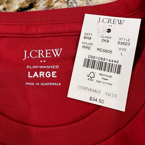 NWT J. Crew Men's Ridge Red Washed Jersey Pocket Tee - Picture 6 of 10